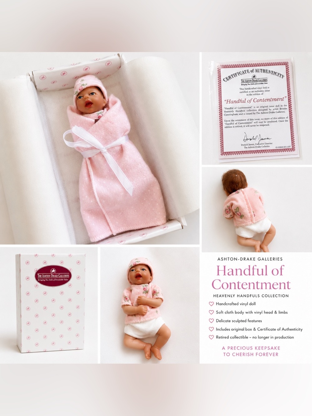 Ashton-Drake Galleries Pink 'Handful of Contentment' Baby Doll